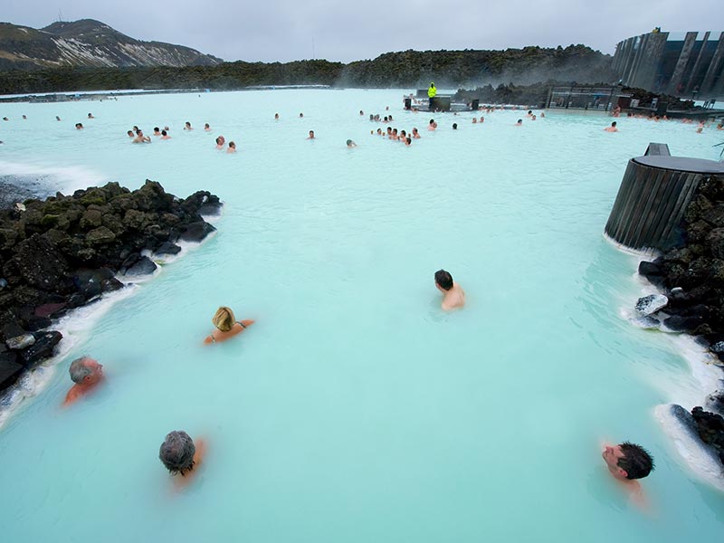 People bathing in The Blue Lagoon