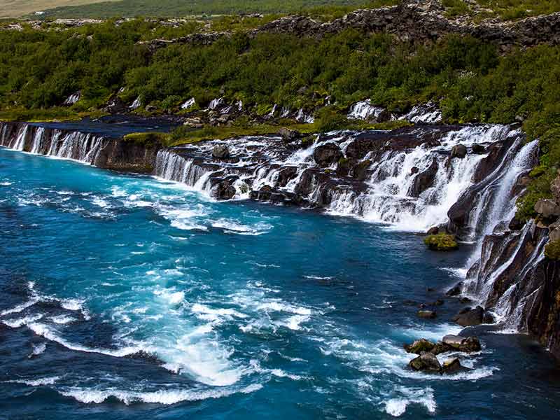 Hraunfossar series of waterfalls