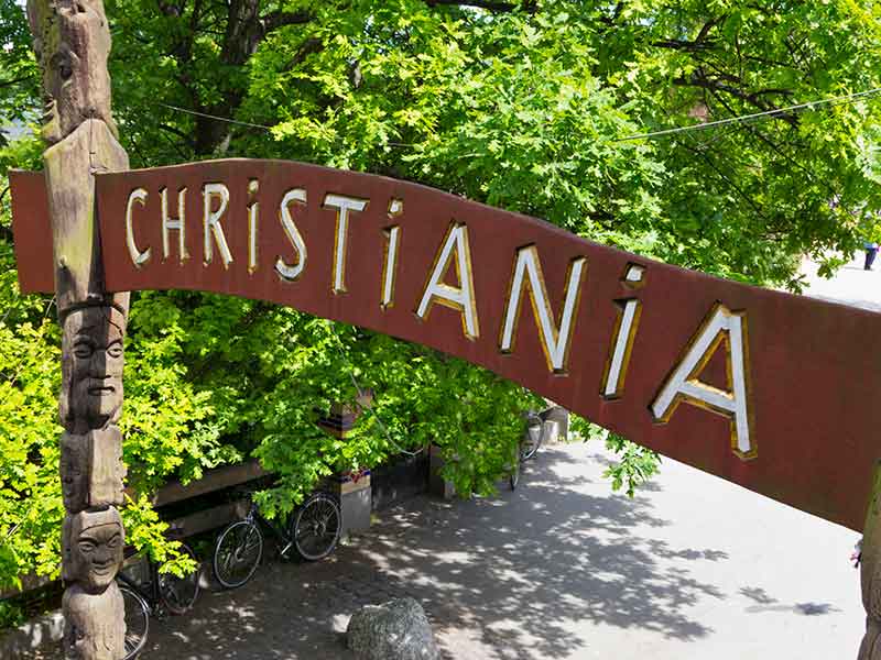 The main entrance to Christiania in Copenhagen