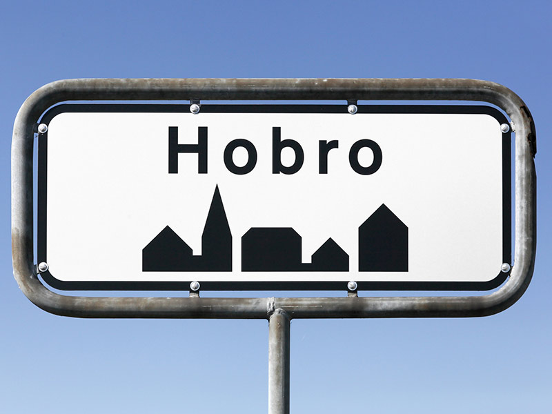 Hobro city road sign in Denmark