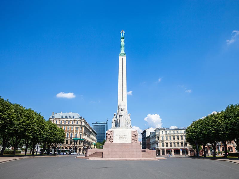Freedom monument in Riga Square, Latvia.