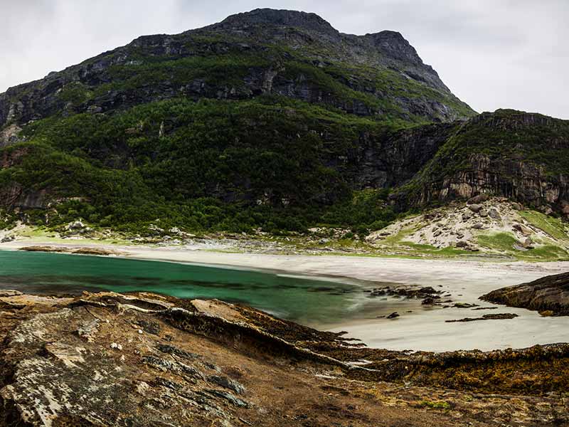 Panoramic shot of the beach Mjelle in Northern Norway