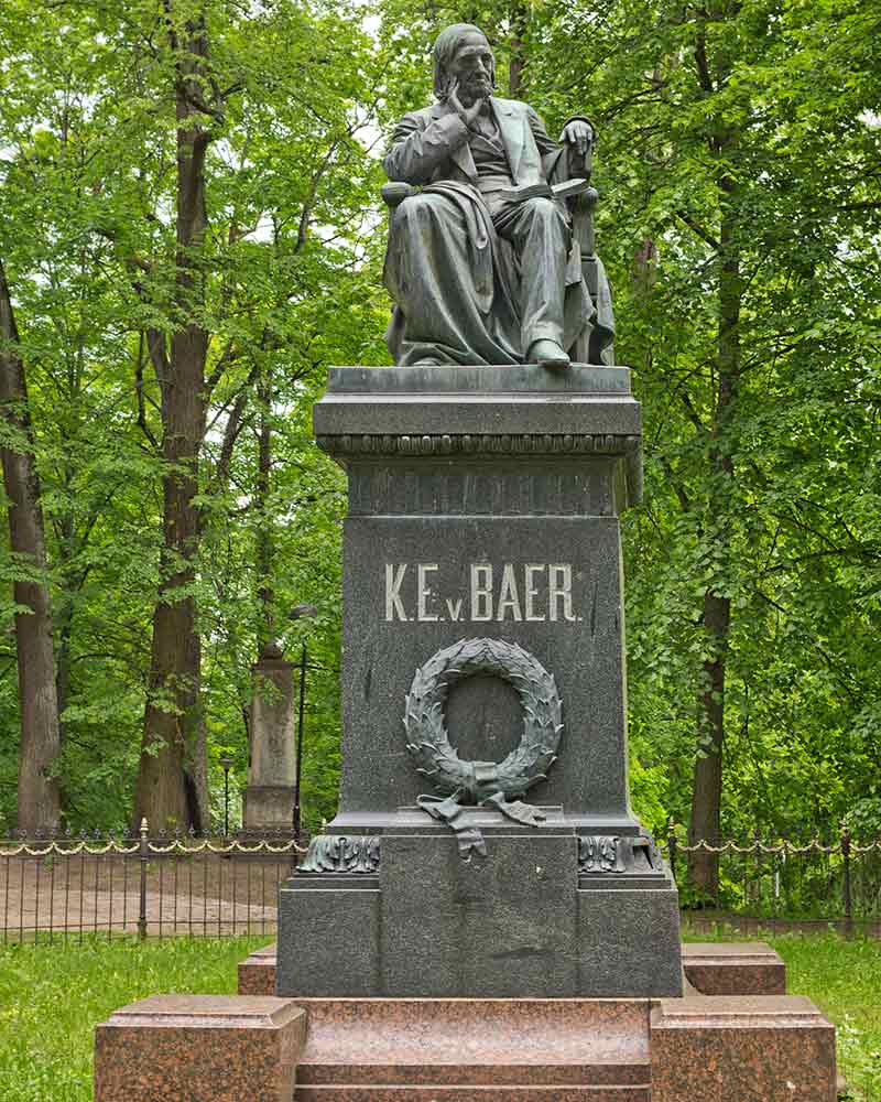 Statue of scientist and explorer Karl Ernst von Baer on Toome Hill in Tartu, Estonia 
