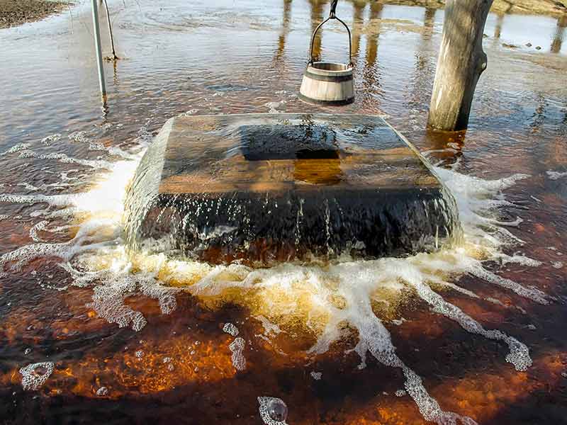 Spring flood in Tuhala, Estonia, boiling Witch's Well